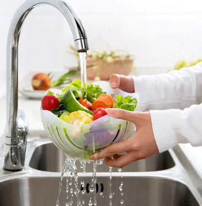 Salad Bowl & Fruit Plate for Cutting and Serving