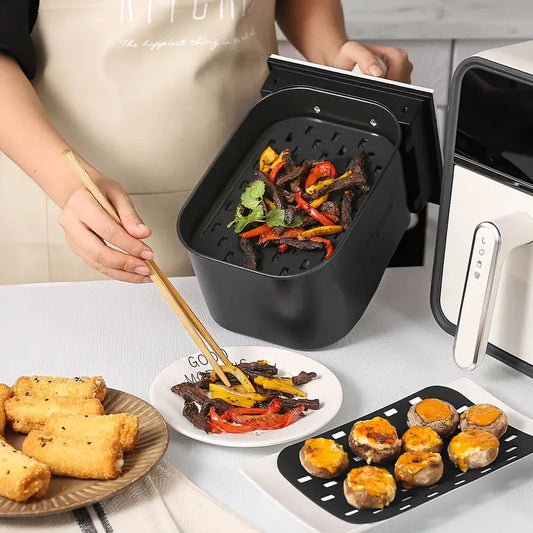 2pcs Black Silicone Mats for Air Fryer