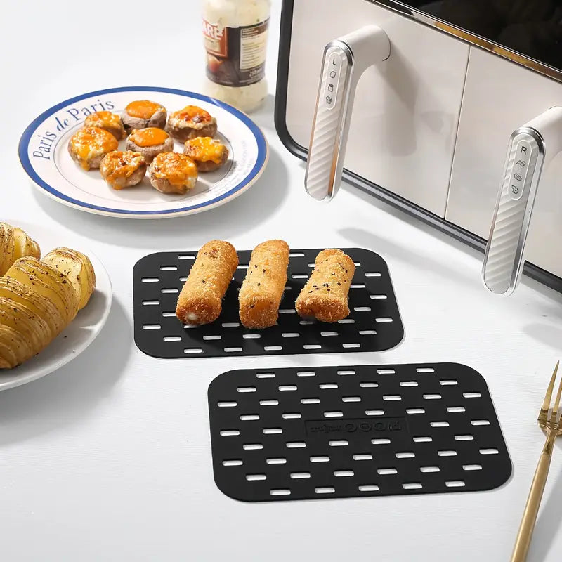 2pcs Black Silicone Mats for Air Fryer