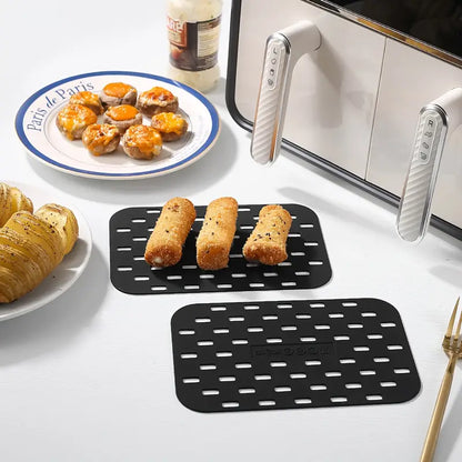 2pcs Black Silicone Mats for Air Fryer